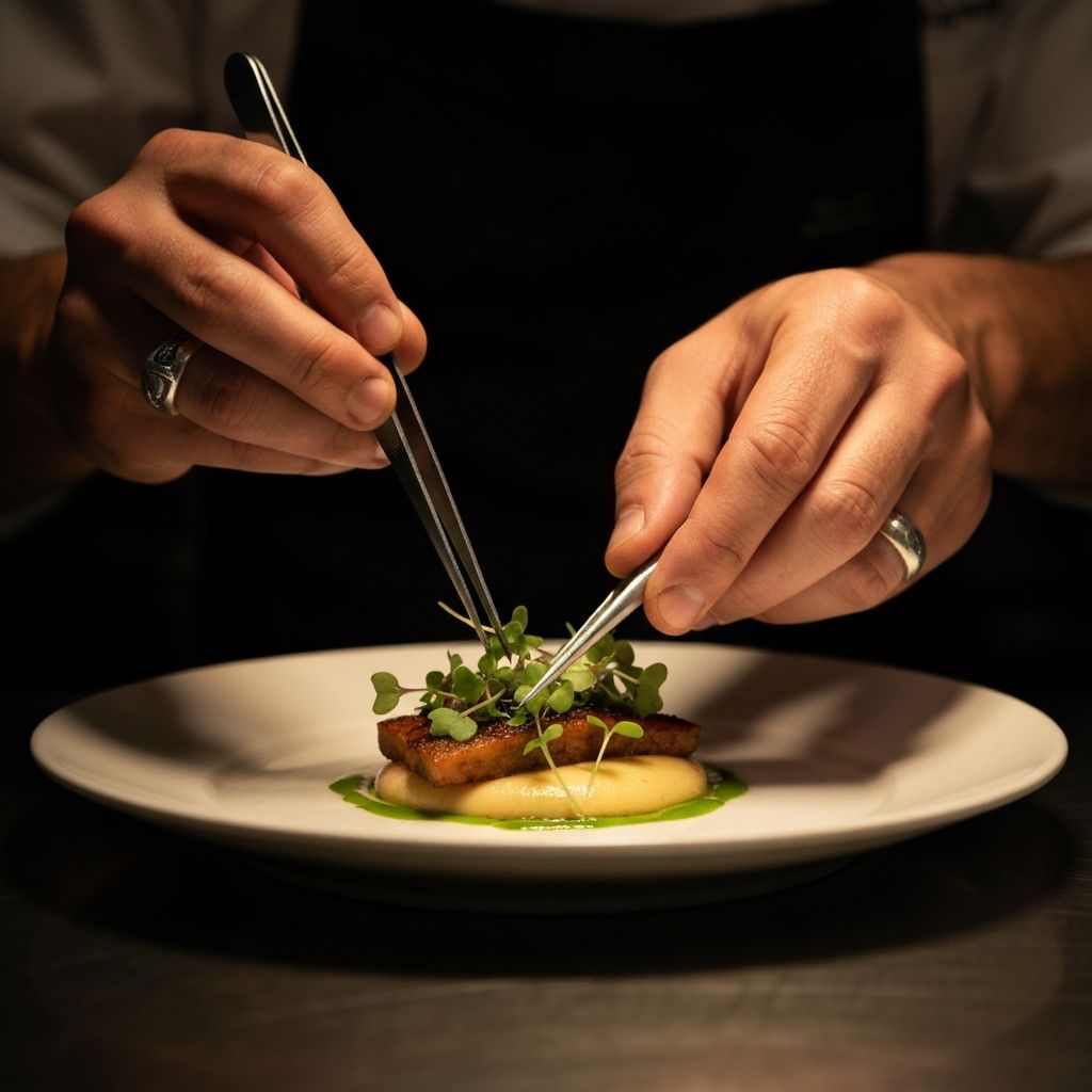 Chef plating a dish
